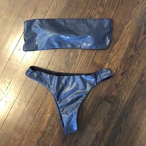 Bandeau swimsuit, metallic